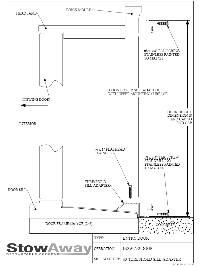 Inswing Entry Door Threshold Sill